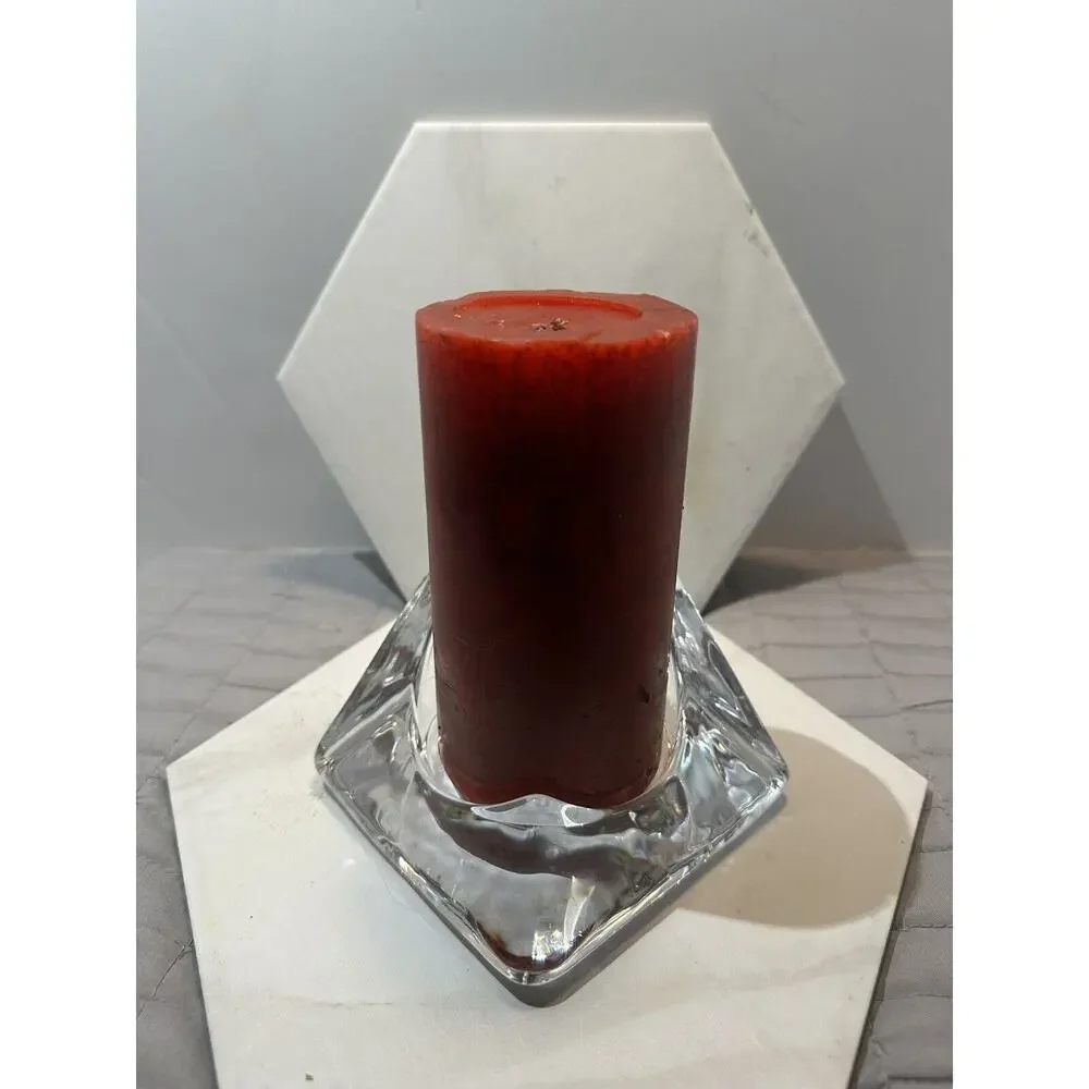 VTG MCM  Ice Crystal Munro Glass Pyramid LG Pillar Candle Holder Art